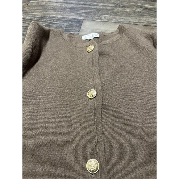 J Crew Long Giselle Sweater Gold Buttons Brown Womens XS - Picture 3 of 7